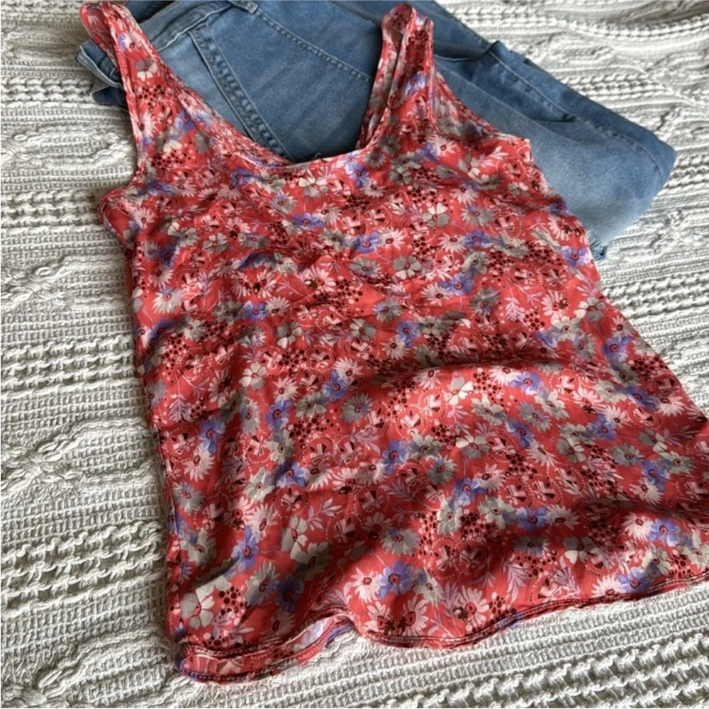 Free People Red and Blue Floral Camisole